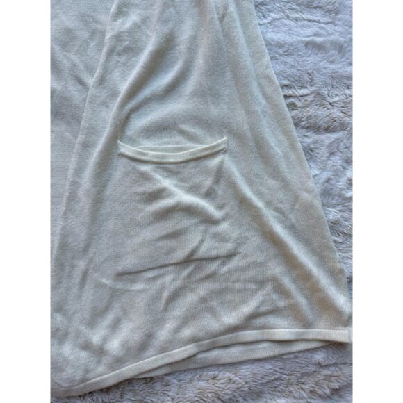 Nouveaux Women's Soft Cream White Sleeveless Long Knit Cardigan Pocketed S-M - Picture 3 of 4